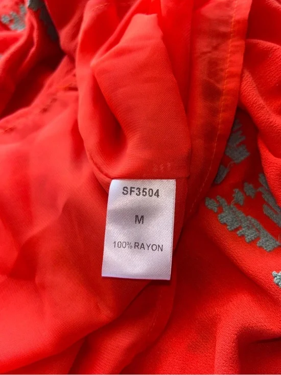 THML Rayon Mini Dress Sz M Tie Waist Boho Shift Vacation Embroidered Festival - Picture 10 of 11